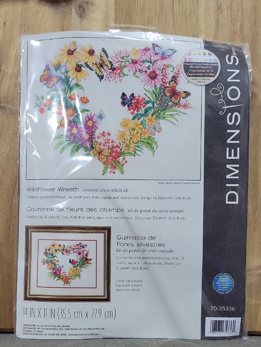 Wildflower Wreath Cross Stitch Kit - Floral Heart Design